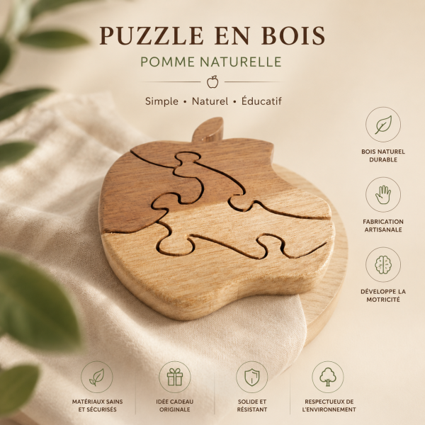 Puzzle pomme bois